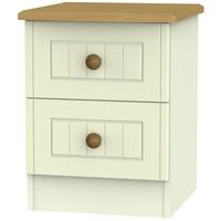 Warwick Cream and Oak Bedside Cabinet - 2 Drawer Locker