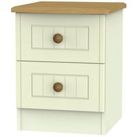 warwick cream and oak bedside cabinet 2 drawer locker