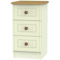 Warwick Cream and Oak Bedside Cabinet - 3 Drawer Locker