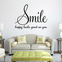 Wall Stickers Wall Decals Style Smile English Words Quotes PVC Wall Stickers