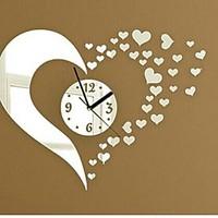 Wall Clock Stickers Wall Decals, Fashion 3D Heart Mirror Acrylic Wall Stickers