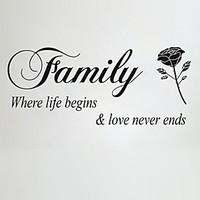 wall stickers wall decals family rose word saying pvc wall stickers