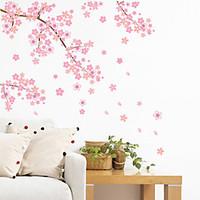 Wall Stickers Wall Decals Style Pink Cherry Blossom Tree Waterproof Removable PVC Wall Stickers