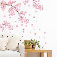 wall stickers wall decals style pink cherry blossom tree waterproof re ...