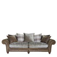 Wainwright Vintage Leather With Fabric 4 Seater Pillow Back Sofa