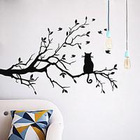 Wall Stickers Wall Decals Style Cat on A Branch PVC Wall Stickers
