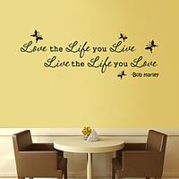 Wall Stickers Wall Decals Style Love Life Live English Words Quotes PVC Wall Stickers