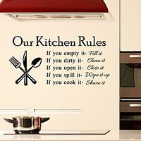 Wall Stickers Wall Decals Style Kitchen Rules English Words Quotes PVC Wall Stickers