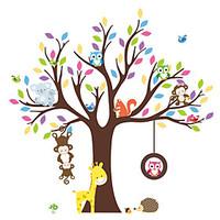 Wall Stickers Wall Decals Style Cartoon Owl Animal Paradise Tree PVC Wall Stickers