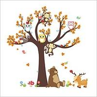 Wall Stickers Wall Decals Style Cartoon Aanimal Owl Monkey Big Tree PVC Wall Stickers