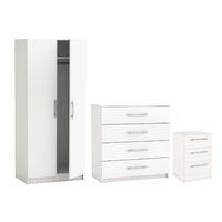 Washington 2 Door Wardrobe, 4 Drawer Chest and Bedside Set