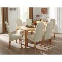 Wandsworth Oak 150cm Dining Set with 6 Marlow Faux Leather Chairs
