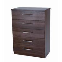 walnut 5 drawer chest