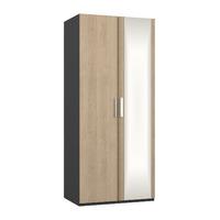 waterfall 2 door mirrored wardrobe graphite and gladstone oak