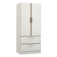 Waterfall 2 Door 2 Drawer Wardrobe White and Oak