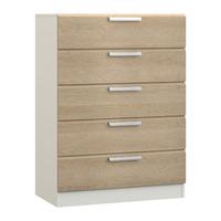 Waterfall 5 Drawer Chest White and Gladstone Oak