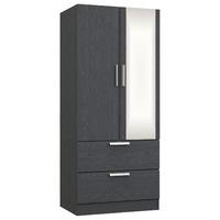 Waterfall 2 Door 2 Drawer Mirrored Wardrobe Graphite