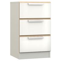 waterfall 3 drawer bedside white and oak