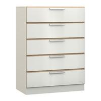 Waterfall 5 Drawer Chest White and Oak