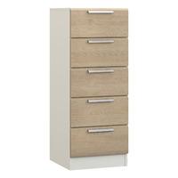 Waterfall 5 Drawer Tallboy White and Gladstone Oak