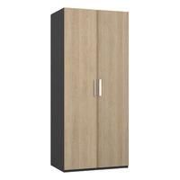 waterfall 2 door wardrobe graphite and gladstone oak