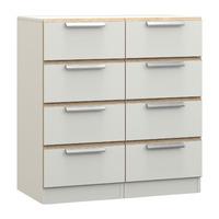 waterfall 8 drawer narrow chest white and oak