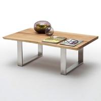 Waton Wooden Coffee Table In Knotty Oak And Stainless Steel Base