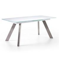 walker extendable glass dining table in white