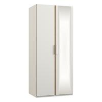 waterfall 2 door mirrored wardrobe white and oak