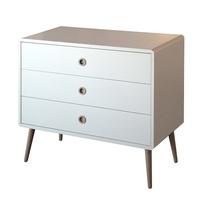 Walton Retro Chest of Drawers In White And Oak With 3 Drawers