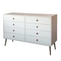 Walton Chest of Drawers In White And Oak Legs With 8 Drawers