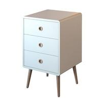 Walton White Bedside Cabinet With Oak Legs And 3 Drawers