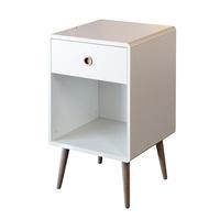 Walton Bedside Cabinet In White With Oak Legs And 1 Drawer