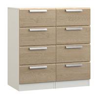 waterfall 8 drawer narrow chest white and gladstone oak