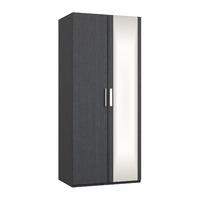 Waterfall 2 Door Mirrored Wardrobe Graphite