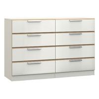 Waterfall 8 Drawer Chest White and Oak