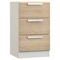 Waterfall 3 Drawer Bedside White and Gladstone Oak