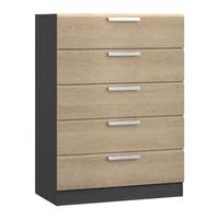 Waterfall 5 Drawer Chest Graphite and Gladstone Oak