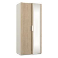 waterfall 2 door mirrored wardrobe white and gladstone oak