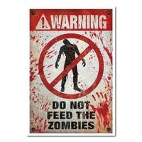 Warning Do Not Feed The Zombies Poster White Framed - 96.5 x 66 cms (Approx 38 x 26 inches)
