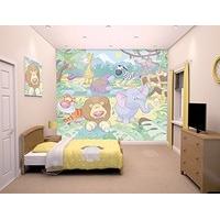 Walltastic Baby Jungle Safari Wallpaper Mural, 8 x 10 ft