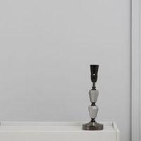 walkea stacked black chrome smoked glass table lamp base