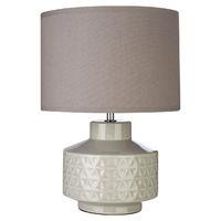 Waverly Table Lamp Grey Ceramic Grey Fabric Shade