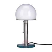 Wagenfeld table lamp with glass base and metal rod