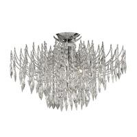 waterfall chrome ceiling light with tiers of heptagon crystals