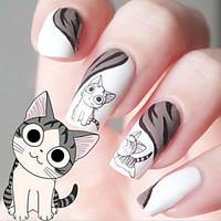 Water Transfer Printing Cartoon kitten Pattern Nail Stickers