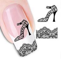 Water Transfer Printing lace High-Heeled Shoes Nail Stickers