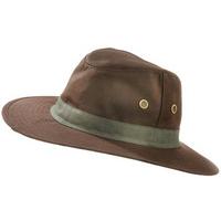 Waxed Waterproof Wide Brim Men?s Hat, Brown, Size Small