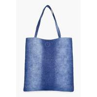 Washed Denim Shopper Bag - denim-blue