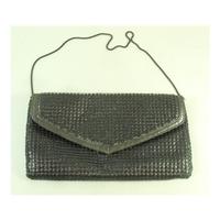 warehouse dark silver chain mail effect clutch bag